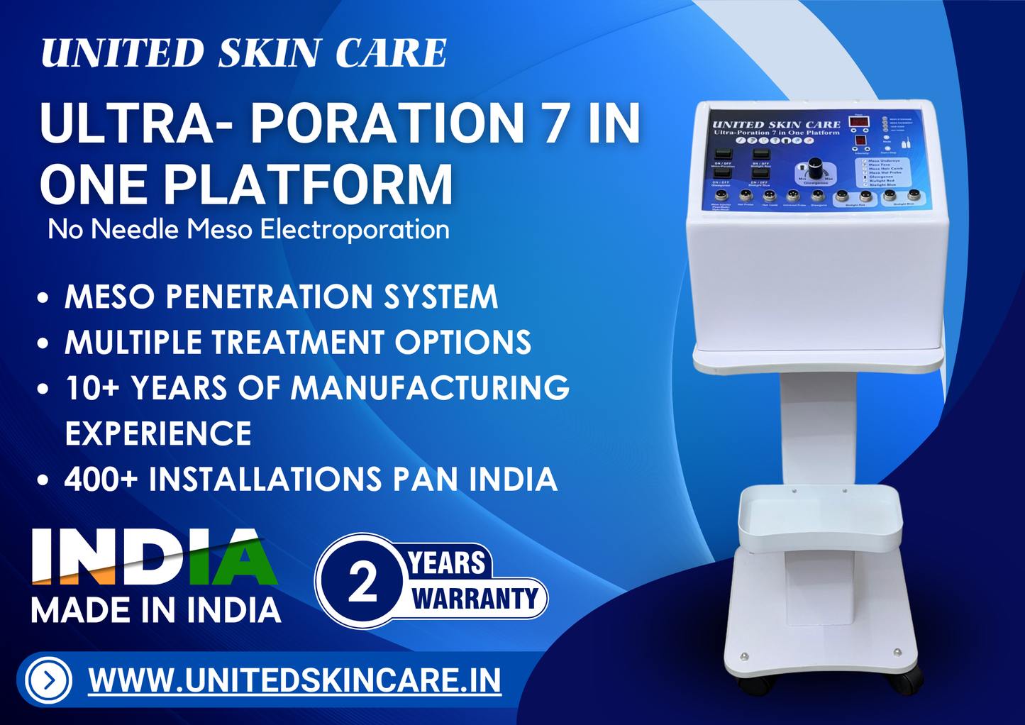 Ultra Poration 7 in One Platforn | No Needle Mesoelectroporation | 2 Year Warranty