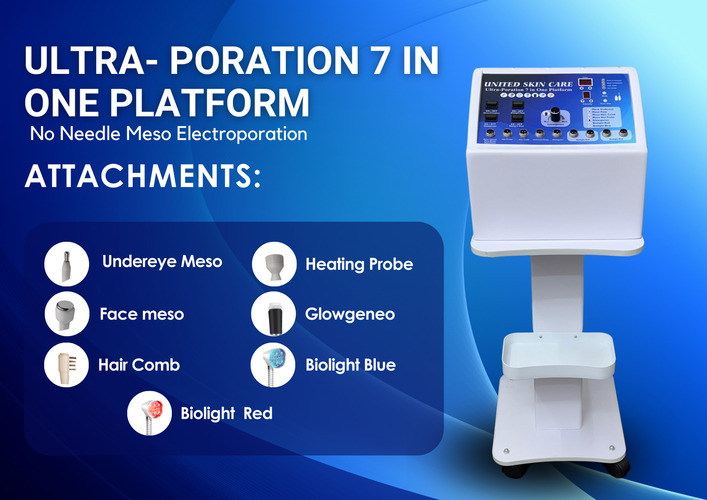 Ultra Poration 7 in One Platforn | No Needle Mesoelectroporation | 2 Year Warranty