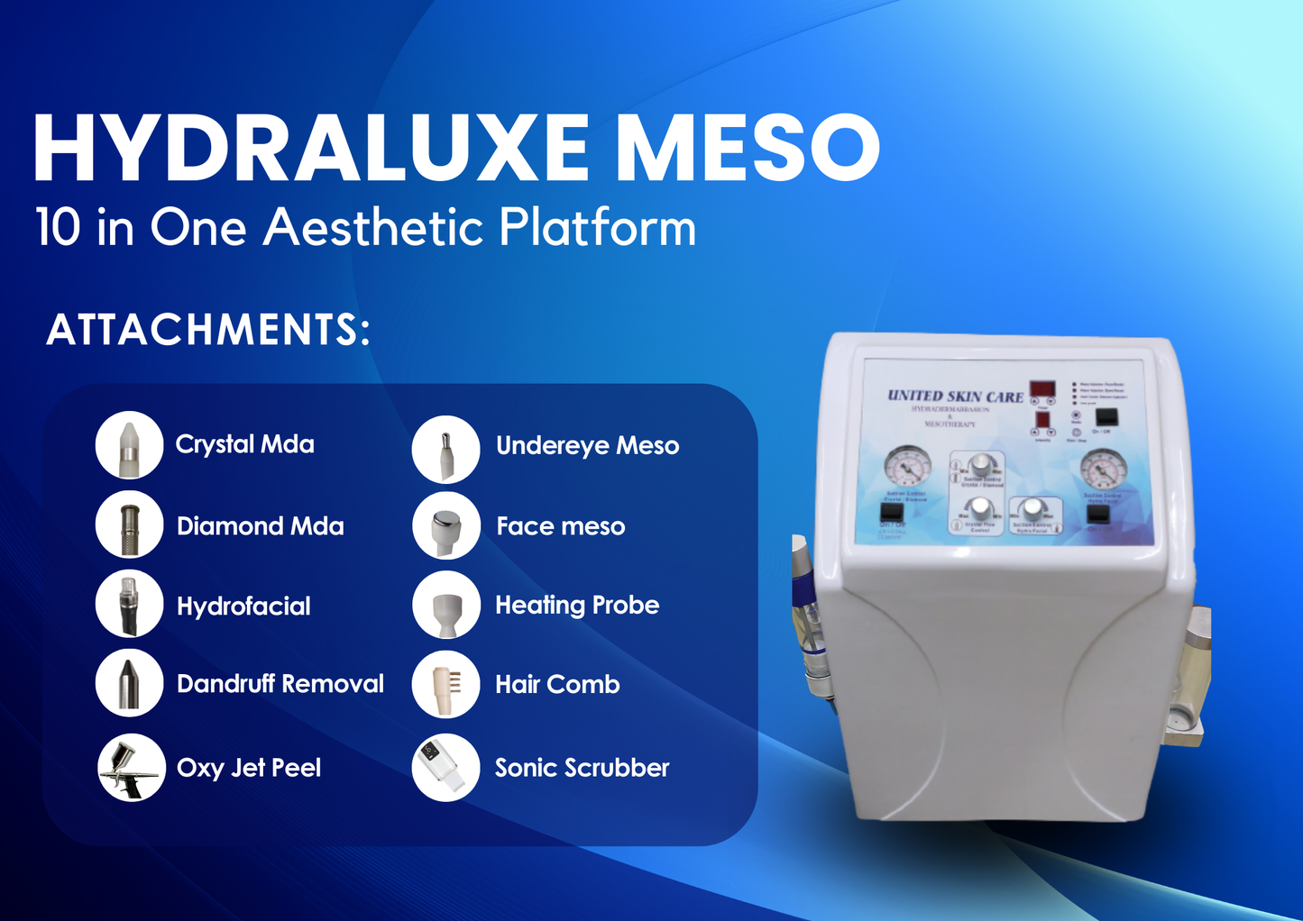 Hydraluxe Meso 10 in One | Made in India Hydrafocial Machine | 2 Years Warranty | Meso Electroporation + Hydrofacial